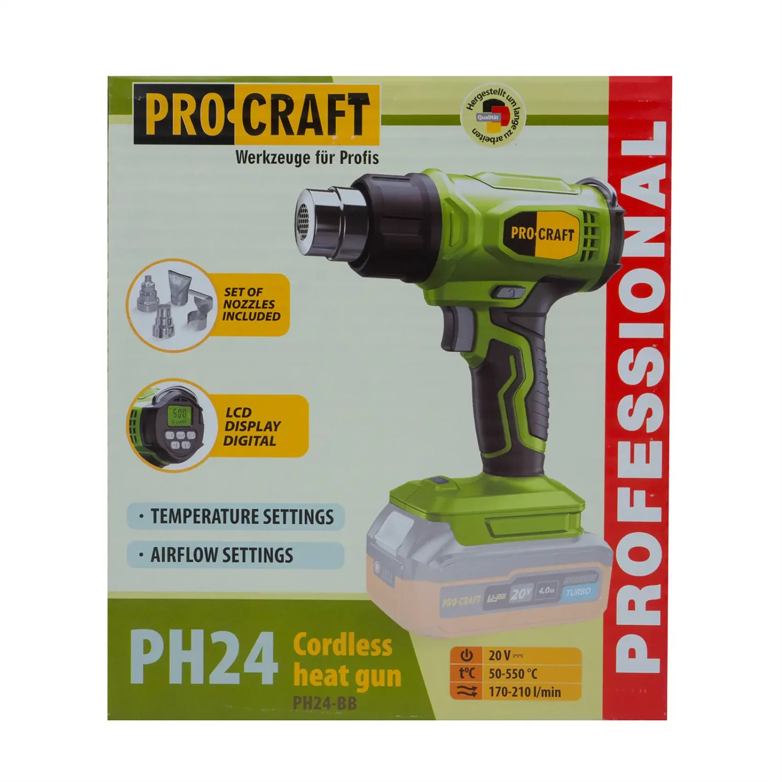 Акумуляторний фен промисловий Procraft PH24 (без акб та зп) UA