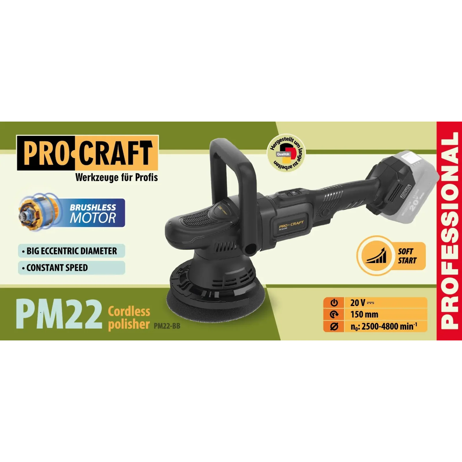 Акумуляторна полірувальна машина Procraft PM22 (без акб та зп) (PM22_bb) UA