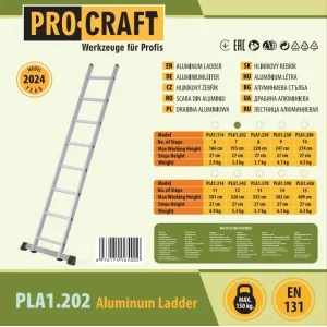 Драбина приставна алюмінієва Procraft PLA1.202 (PLA1_202) UA