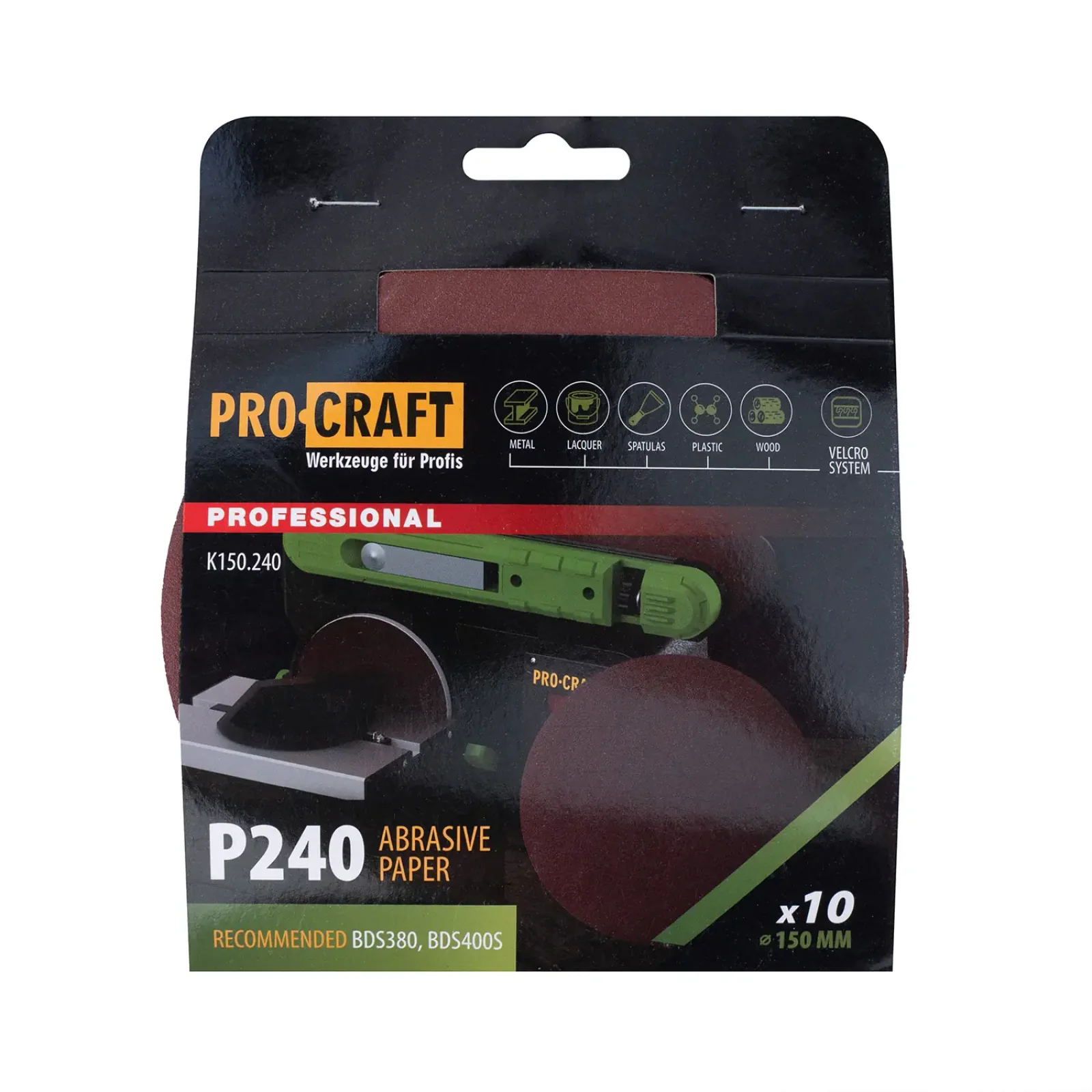 Круг шліфувальний самозачепний Procraft K150.240 UNIVERSAL (набір 10 шт.) (K150_240) UA