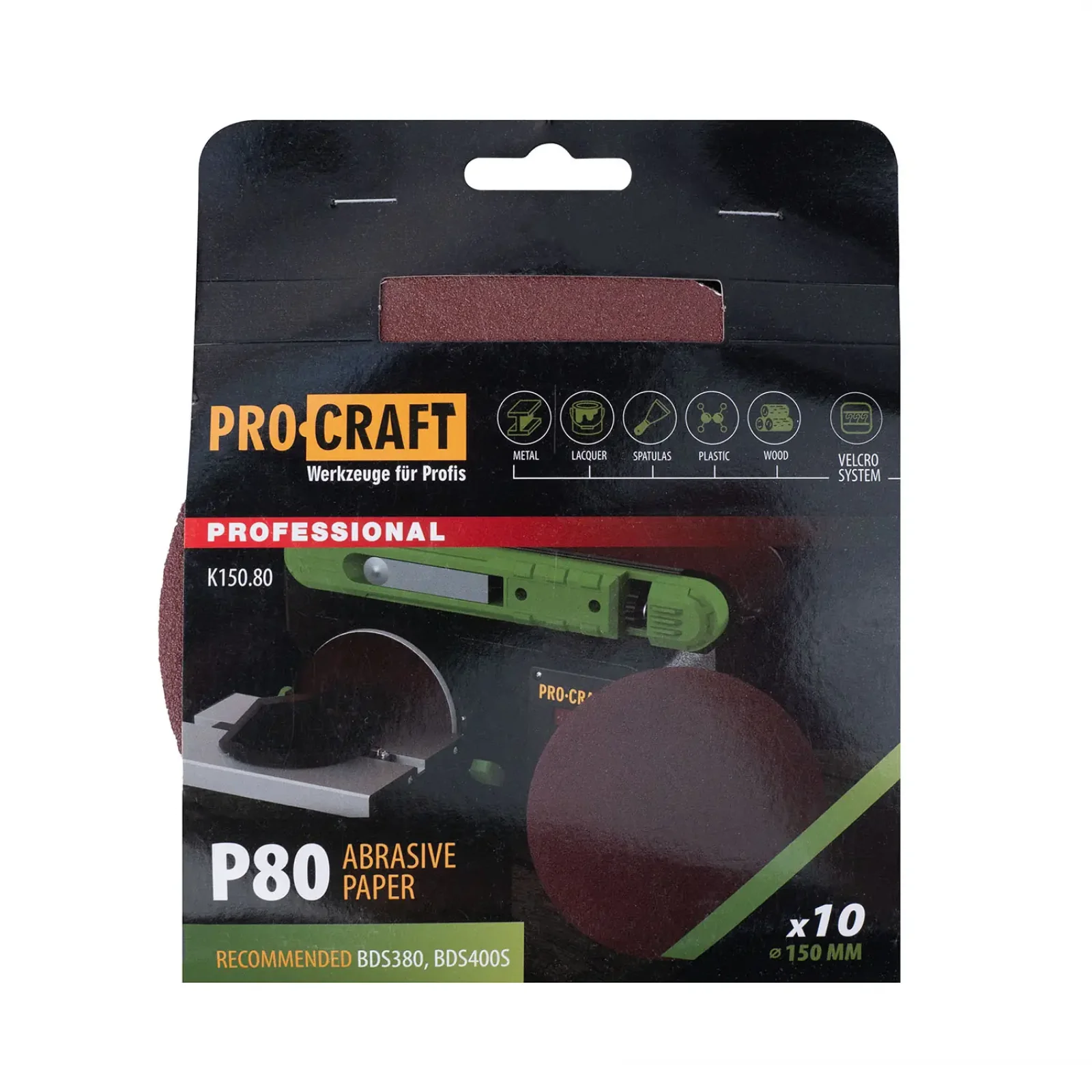 Круг шліфувальний самозачепний Procraft K150.80 UNIVERSAL (набір 10 шт.) (K150_80) UA