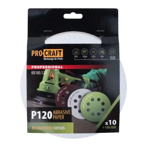 Круг шліфувальний самозачепний Procraft KB180.120 UNIVERSAL (набір 10 шт.) 8 отв. (KB180_120) UA