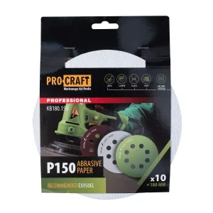 Круг шліфувальний самозачепний Procraft KB180.150 UNIVERSAL (набір 10 шт.) 8 отв. (KB180_150) UA