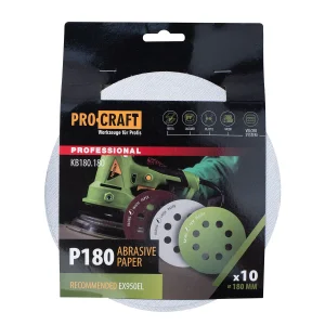 Круг шліфувальний самозачепний Procraft KB180.180 UNIVERSAL (набір 10 шт.) 8 отв. (KB180_180) UA