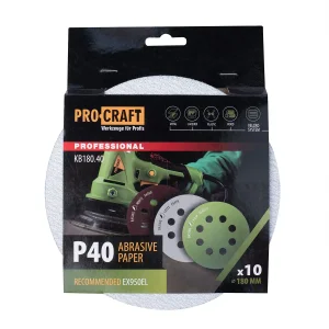 Круг шліфувальний самозачепний Procraft KB180.40 UNIVERSAL (набір 10 шт.) 8 отв. (KB180_40) UA