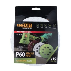 Круг шліфувальний самозачепний Procraft KB180.60 UNIVERSAL (набір 10 шт.) 8 отв. (KB180_60) UA