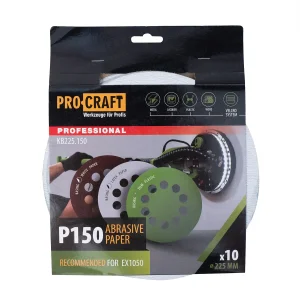 Круг шліфувальний самозачепний Procraft KB225.150 UNIVERSAL (набір 10 шт.) 10 отв. (KB225_150) UA
