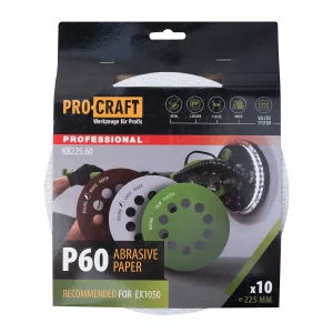 Круг шліфувальний самозачепний Procraft KB225.60 UNIVERSAL (набір 10 шт.) 10 отв. (KB225_60) UA