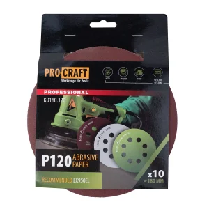 Круг шліфувальний самозачепний Procraft KD180.120 UNIVERSAL (набір 10 шт.) 8 отв. (KD180_120) UA