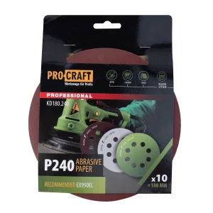 Круг шліфувальний самозачепний Procraft KD180.240 UNIVERSAL (набір 10 шт.) 8 отв. (KD180_240) UA