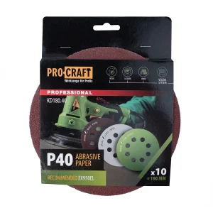 Круг шліфувальний самозачепний Procraft KD180.40 UNIVERSAL (набір 10 шт.) 8 отв. (KD180_40) UA