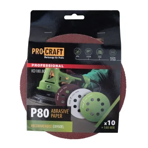 Круг шліфувальний самозачепний Procraft KD180.80 UNIVERSAL (набір 10 шт.) 8 отв. (KD180_80) UA