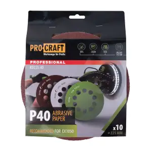 Круг шліфувальний самозачепний Procraft KD225.40 UNIVERSAL (набір 10 шт.) 10 отв. (KD225_40) UA