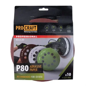 Круг шліфувальний самозачепний Procraft KD225.80 UNIVERSAL (набір 10 шт.) 10 отв. (KD225_80) UA