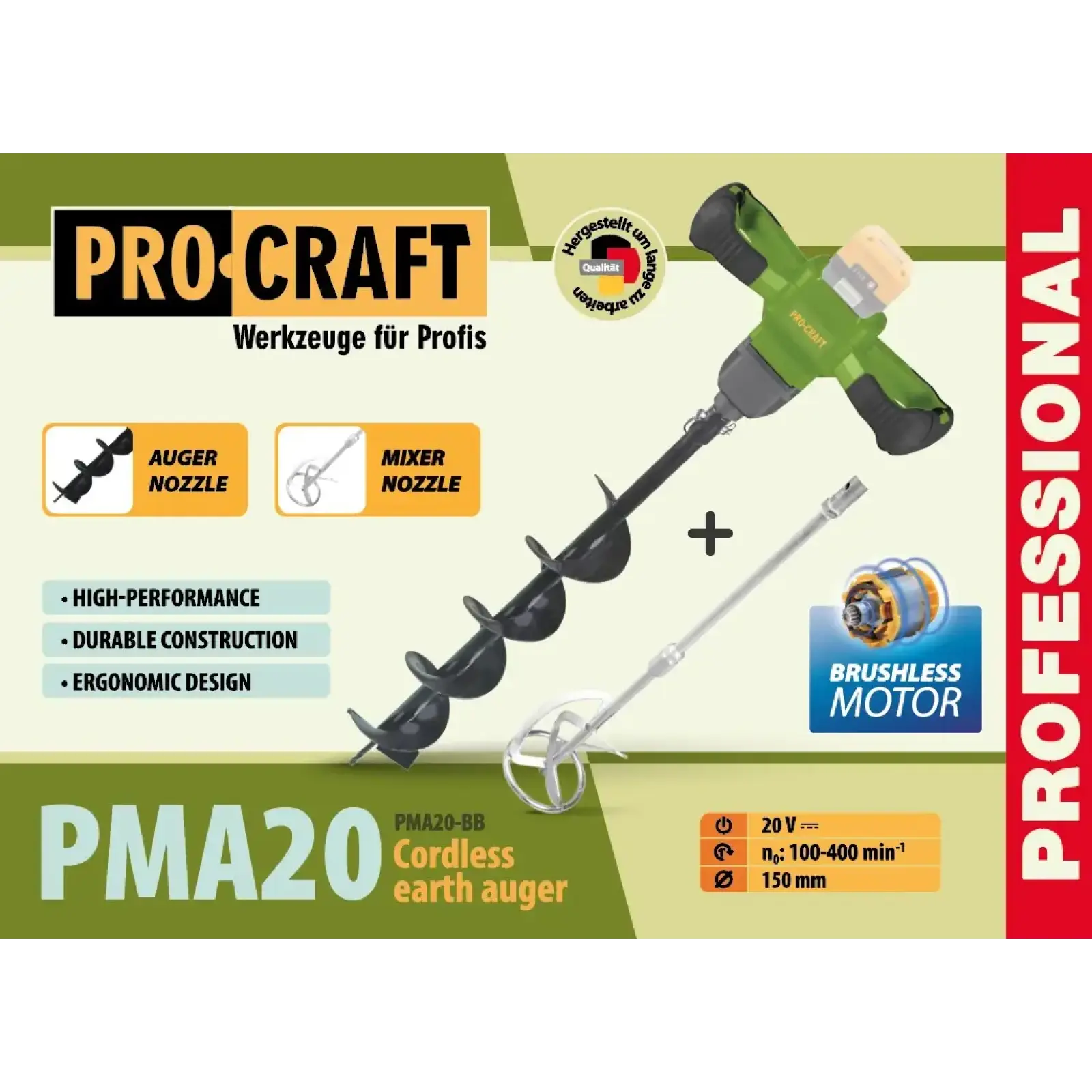Акумуляторний мотобур-міксер Procraft PMA20 (без акб та зп) (PMA20_bb) UA