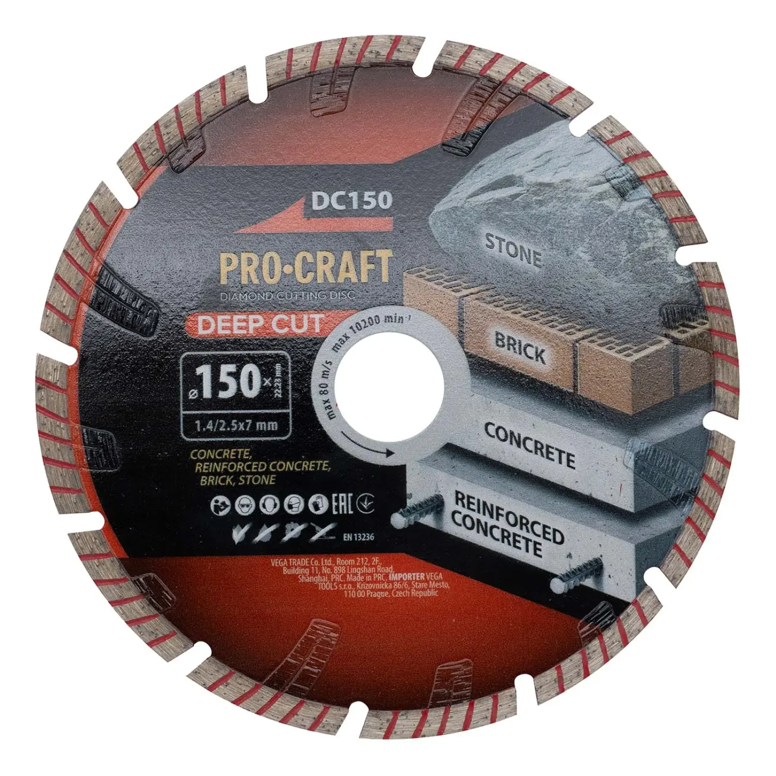 Алмазний диск Procraft DC150 150мм 22,23мм 2.5 мм UA