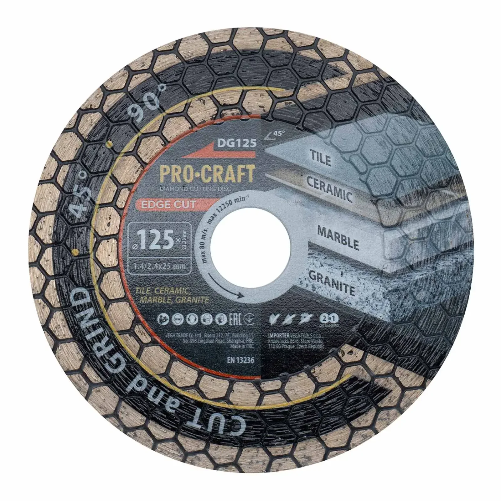 Алмазний диск Procraft DG125 125мм 22,23мм 2.4 мм UA