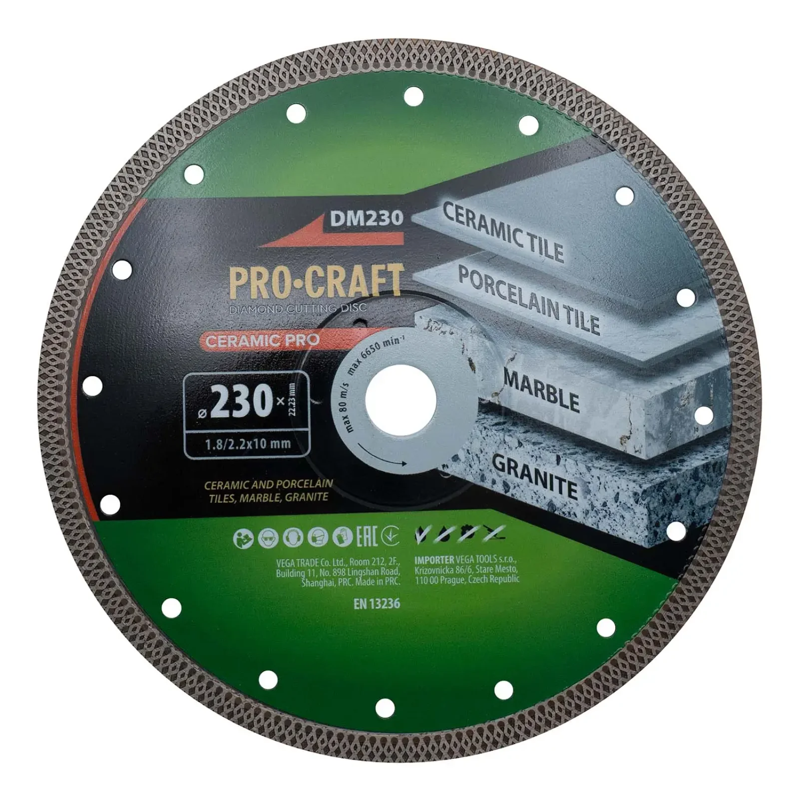 Алмазний диск Procraft DM230 230мм 22,23мм 2.2 мм UA