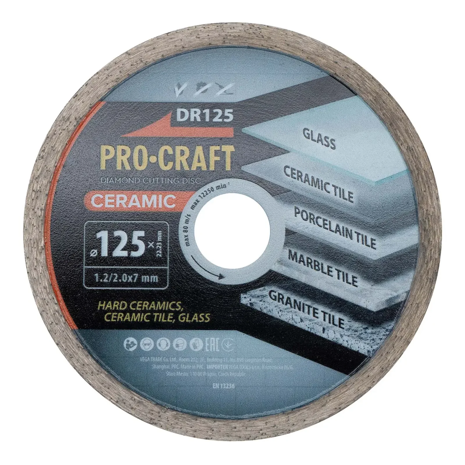 Алмазний диск Procraft DR125 125мм 22,23мм 2.0 мм UA