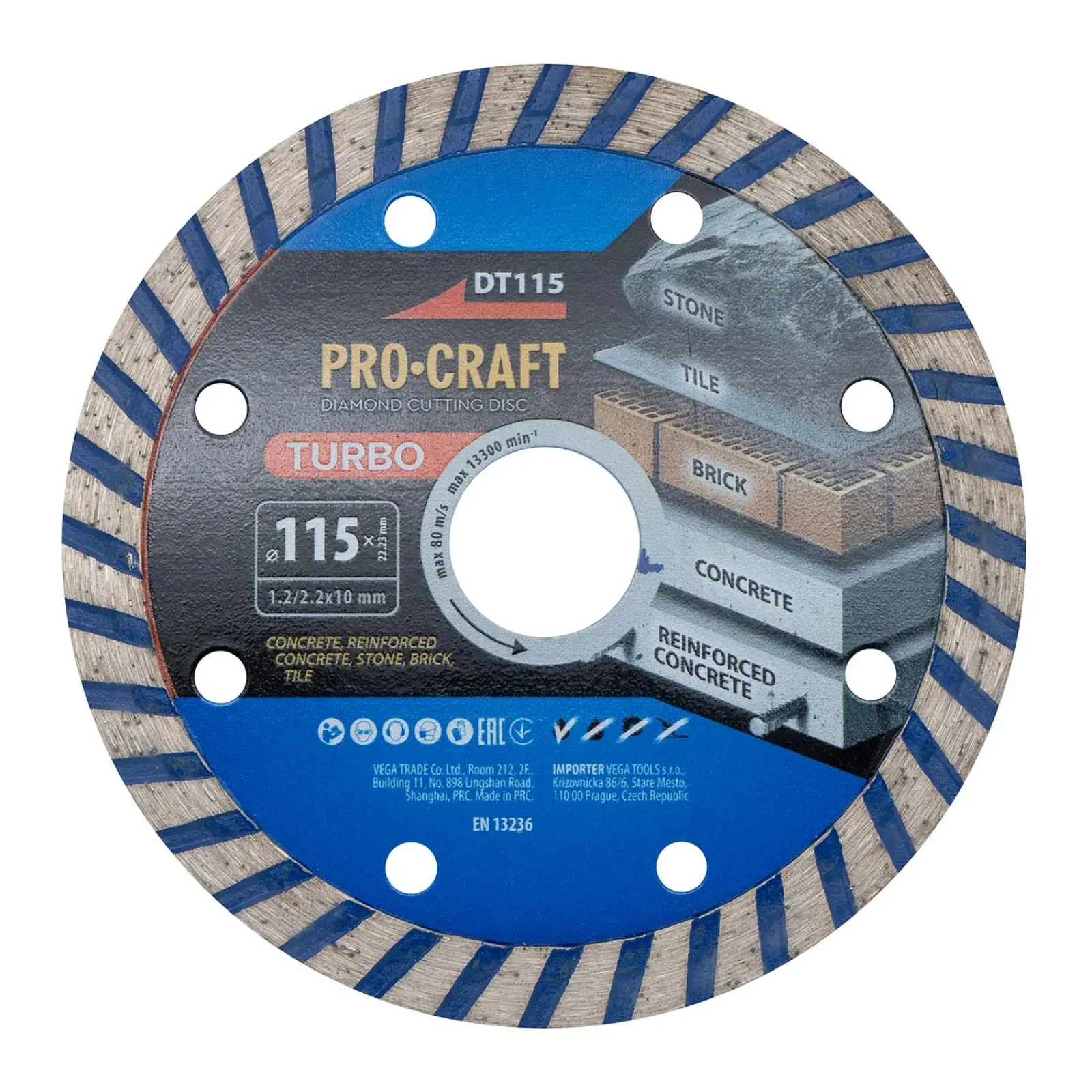 Алмазний диск Procraft DT115 115мм 22,23мм 2.2 мм UA