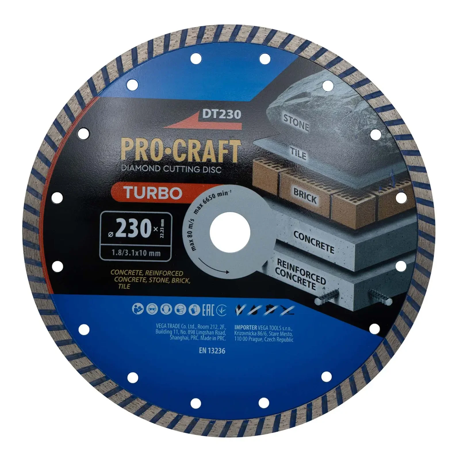 Алмазний диск Procraft DT230 230мм 22,23мм 3.1 мм UA