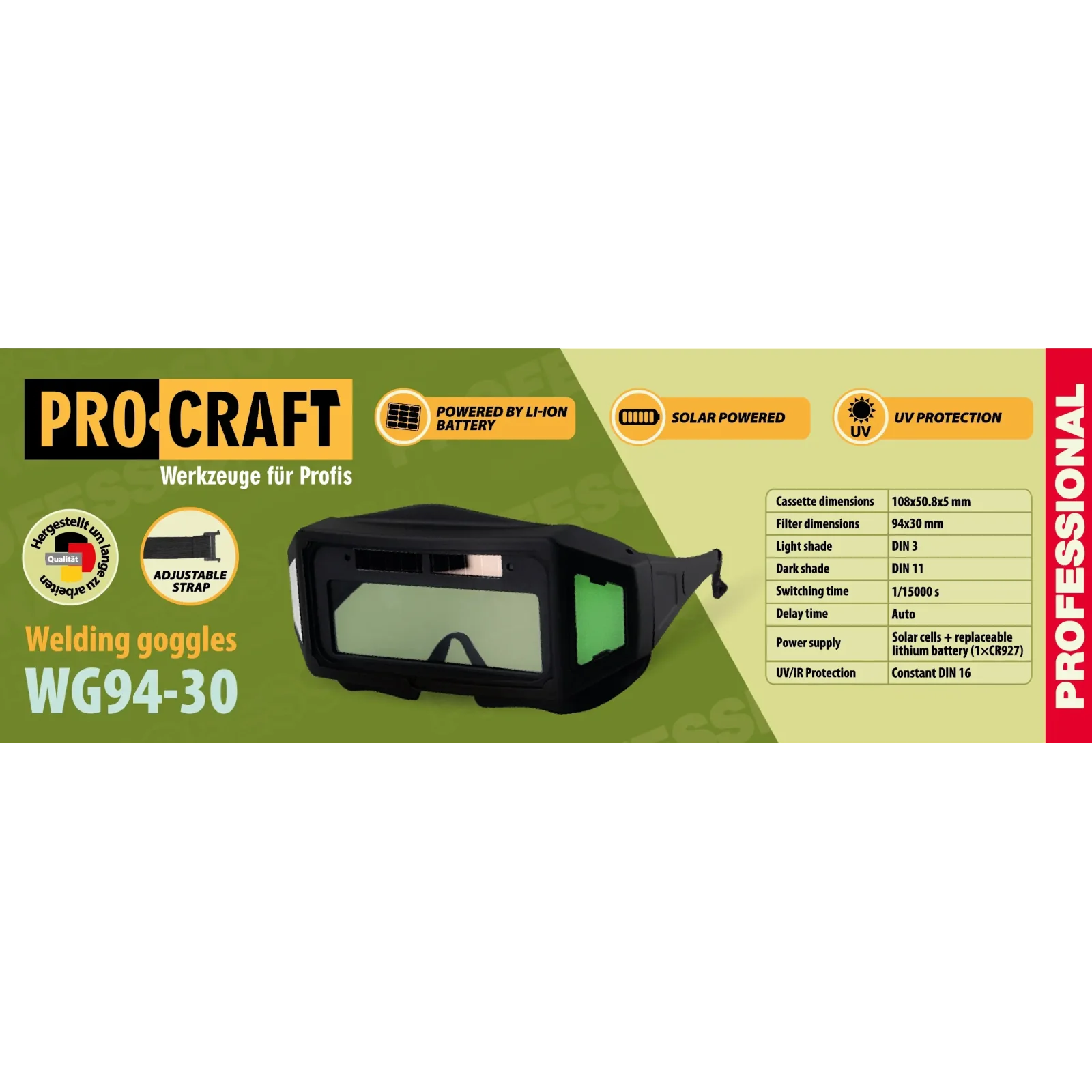Зварювальні окуляри Procraft WG94-30 UA