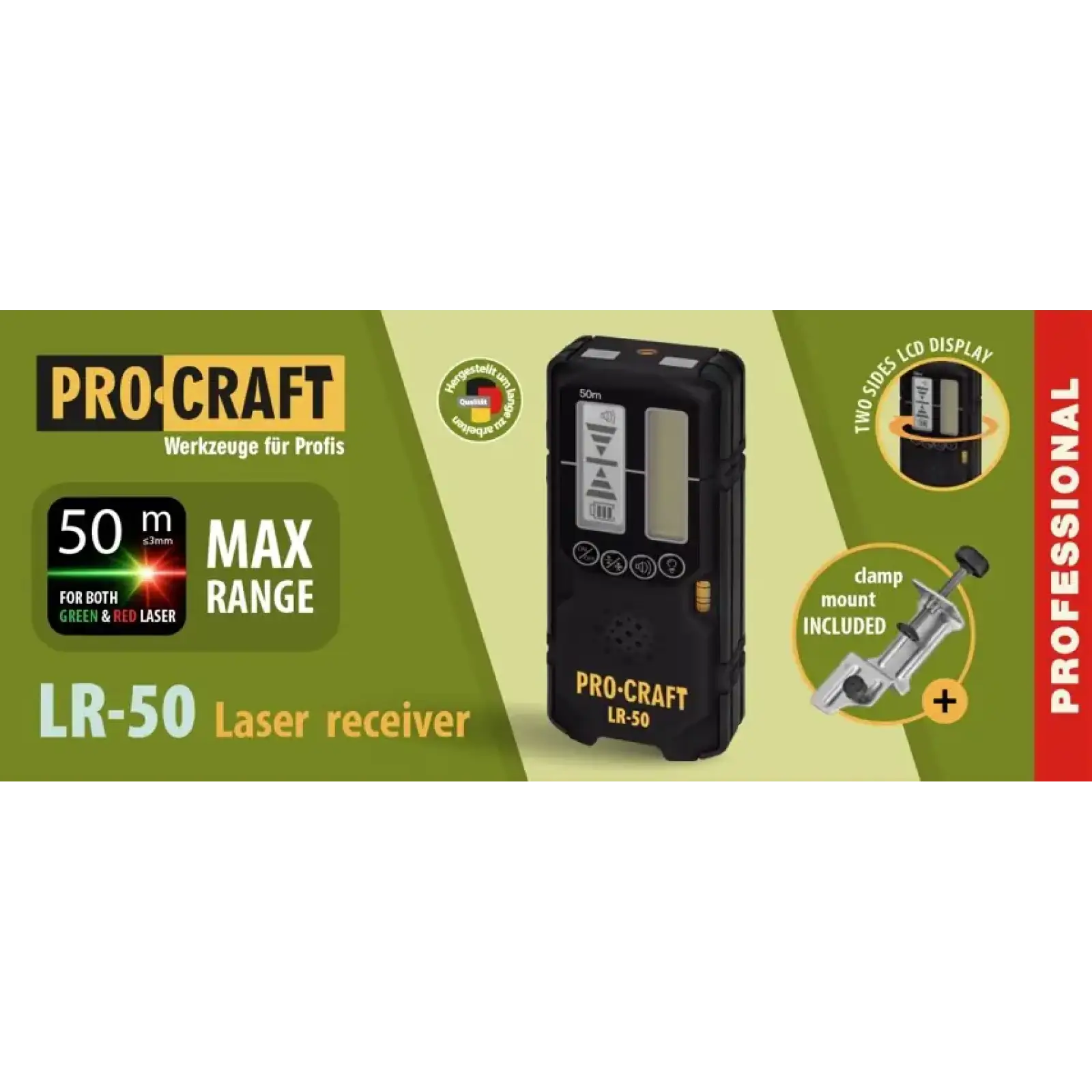Лазерний приймач Procraft LR50 (зелений та червоний колір) UA