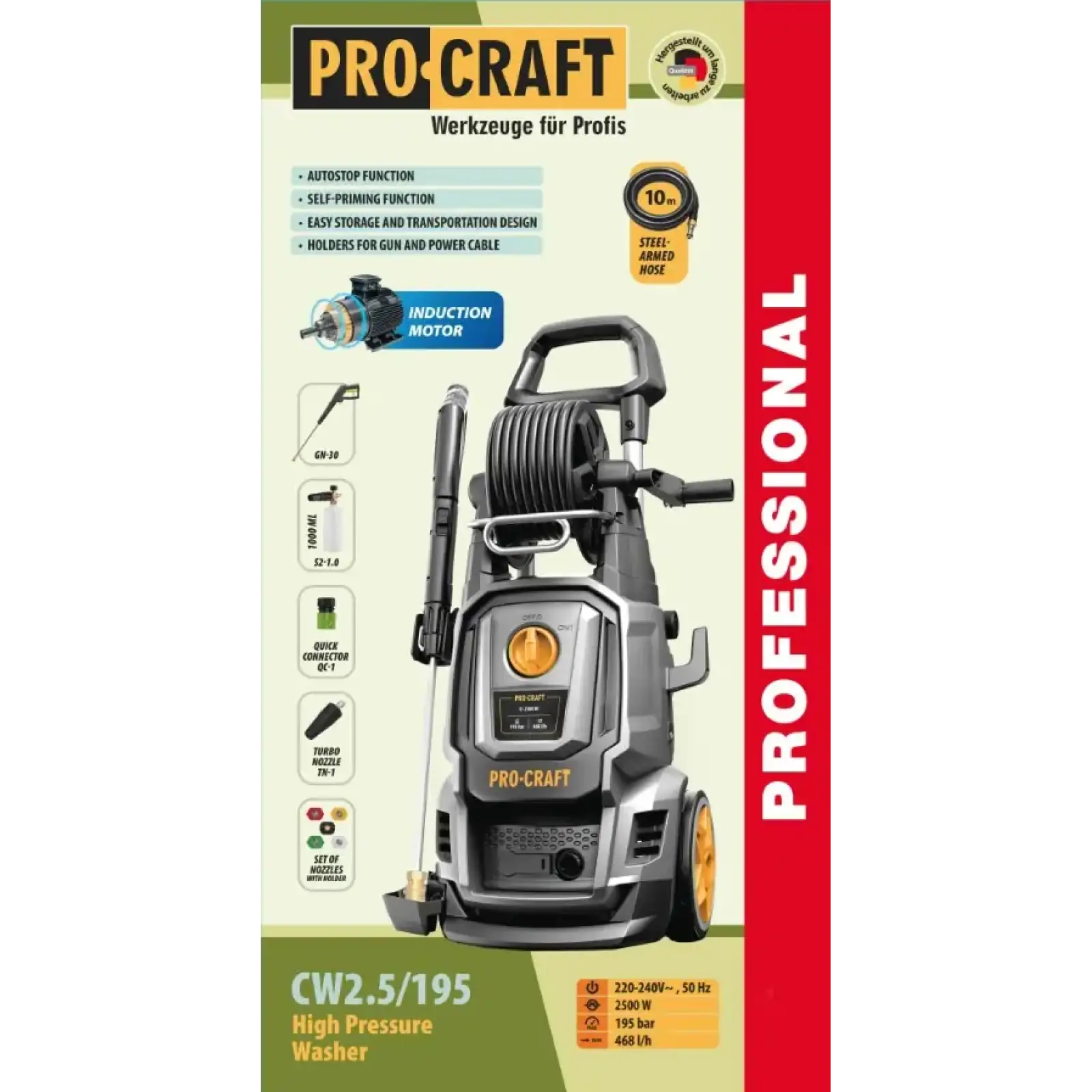 Мийка високого тиску Procraft CW2.5/195 (CW25195) UA