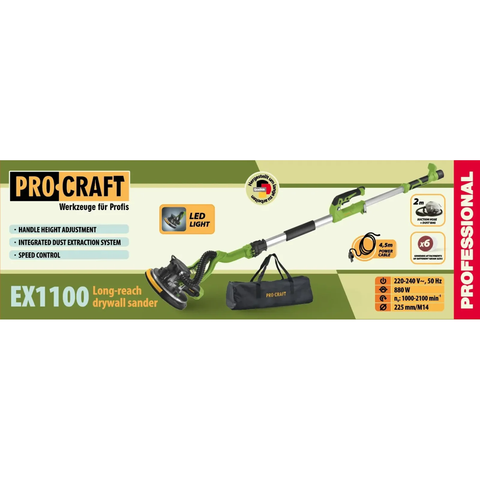 Машина шліфувальна Procraft EX1100 для стін і стелі UA