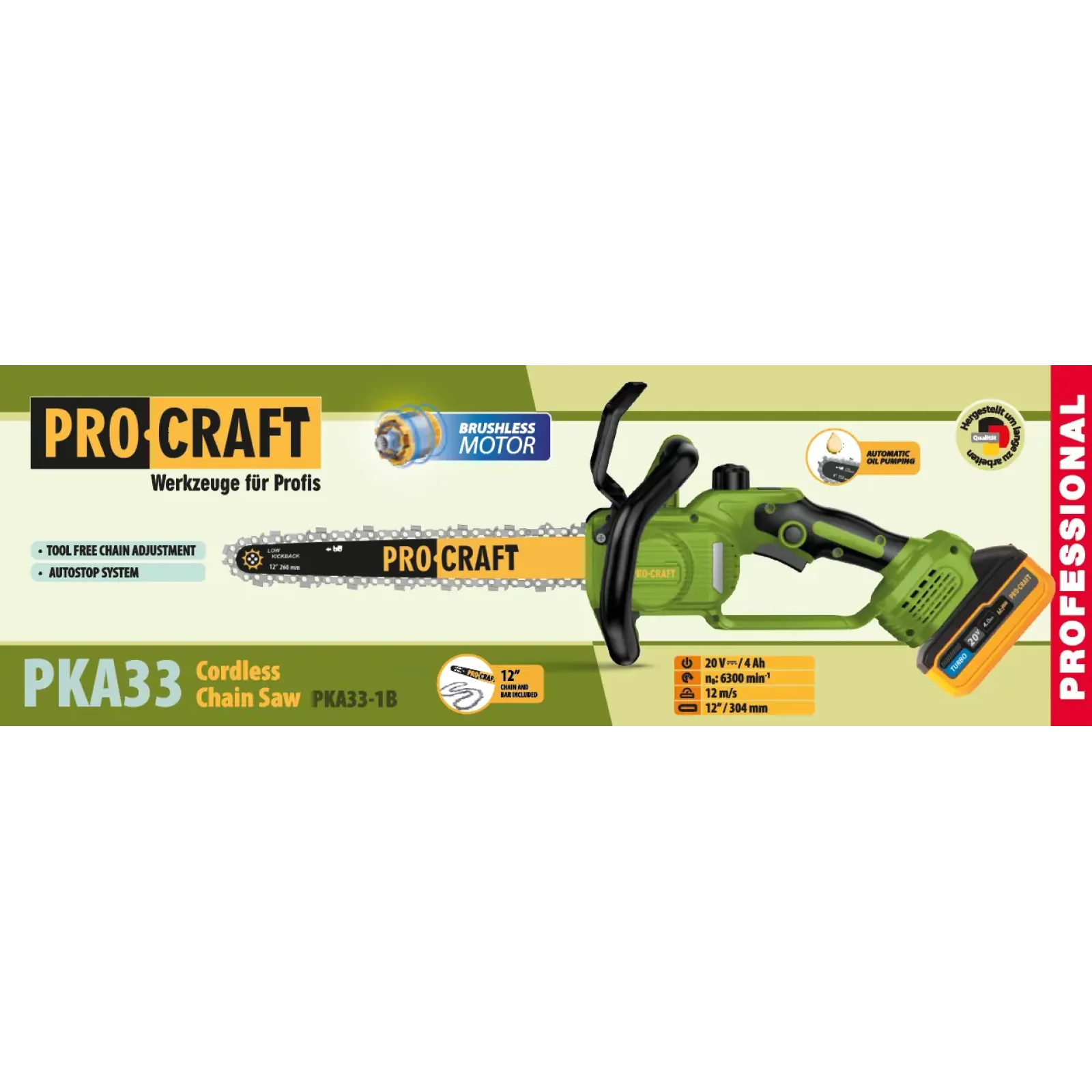 Акумуляторна пила Procraft PKA33 (1 акб та зп) (PKA33_1b) UA