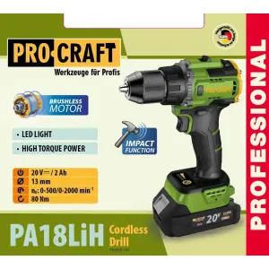 Шуруповерт Procraft PA18LiH з ударом (1 акб і зп) (PA18LiH_1bc) UA
