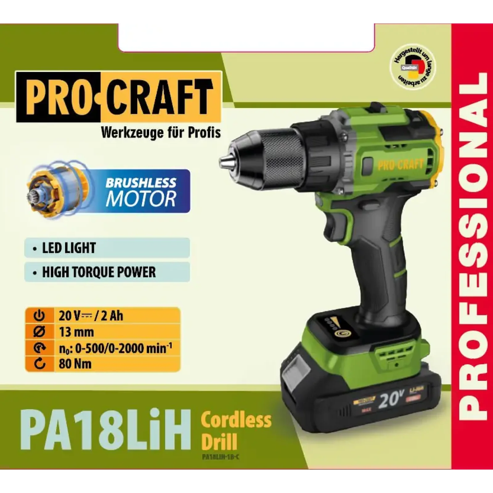 Шуруповерт Procraft PA18LiH (з 1 акб і зп) UA