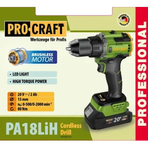 Шуруповерт Procraft PA18LiH (з 1 акб і зп) UA