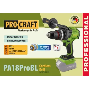 Шуруповерт Procraft PA18ProBL (без акб і зп) (PA18ProBLBB) UA