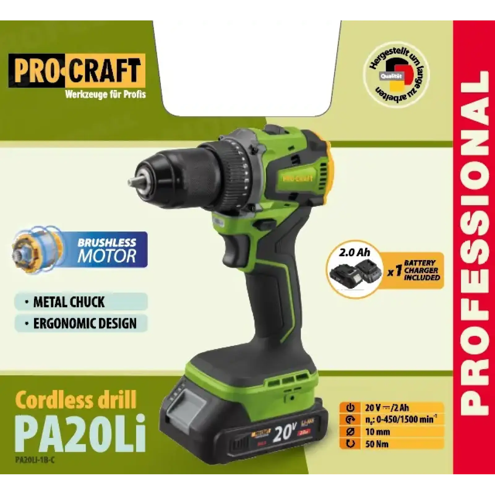 Шуруповерт Procraft PA20Li (з 1 акб та зп) (PA20Li_1b) UA