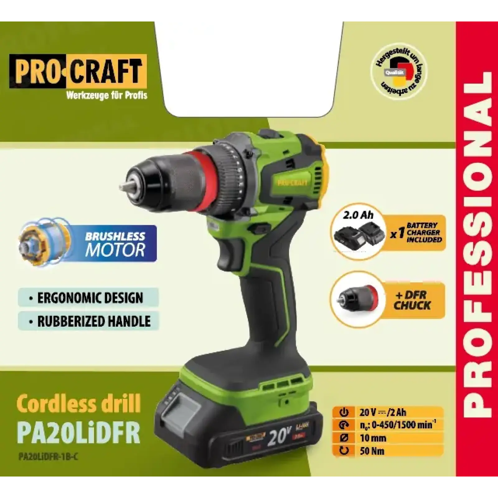 Шуруповерт Procraft PA20Li DFR (з 1 акб та зп) (PA20LiDFR_1b) UA