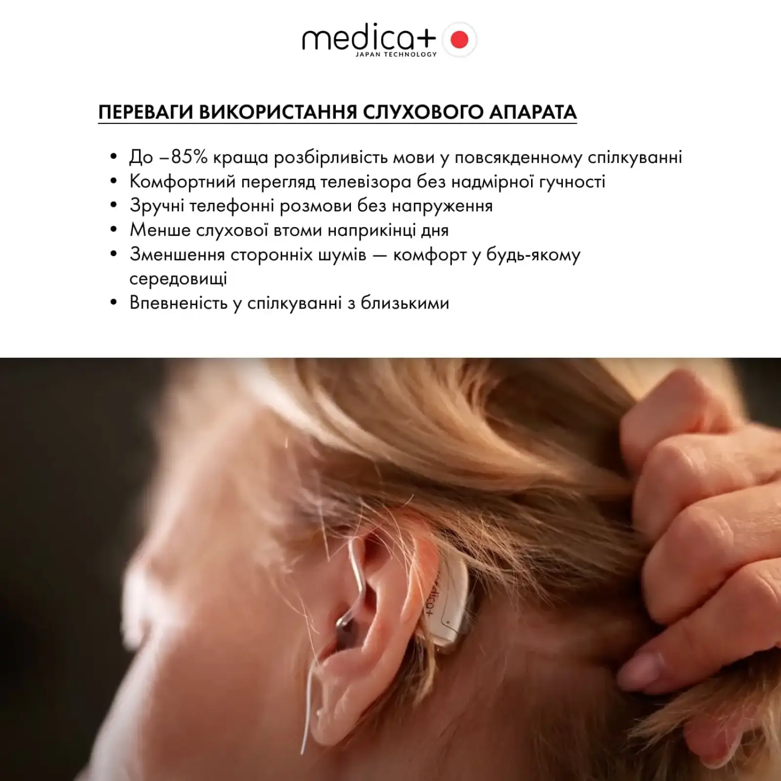 Універсальний слуховий апарат MEDICA+ Sound Control 15 UA