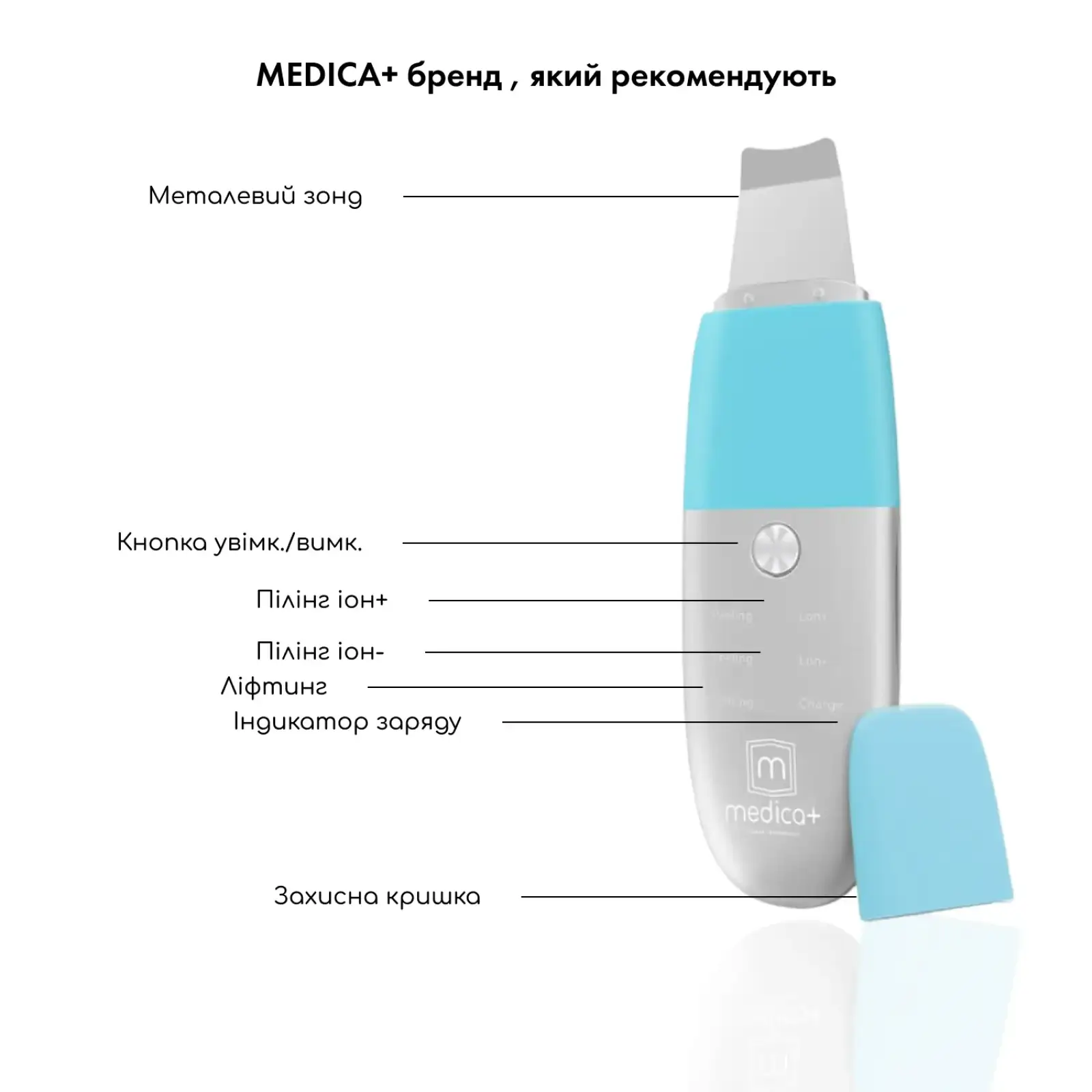 Ультразвуковий скрабер для шкіри обличчя MEDICA+ Vibroskin 8.0 UA
