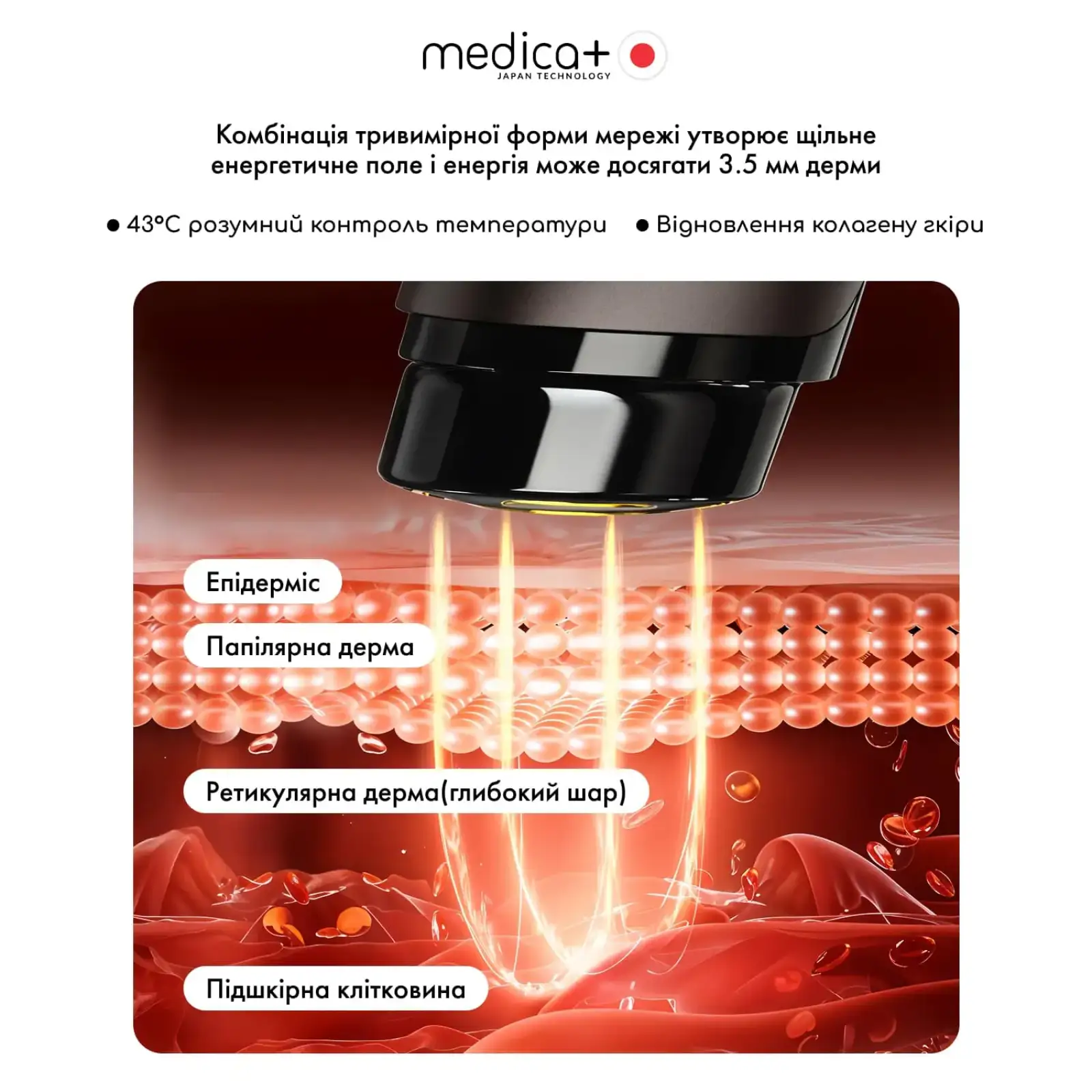 Масажер для обличчя MEDICA+ SkinLifting PRO 10x з мікрострумом, RF та функцією ліфтингу UA