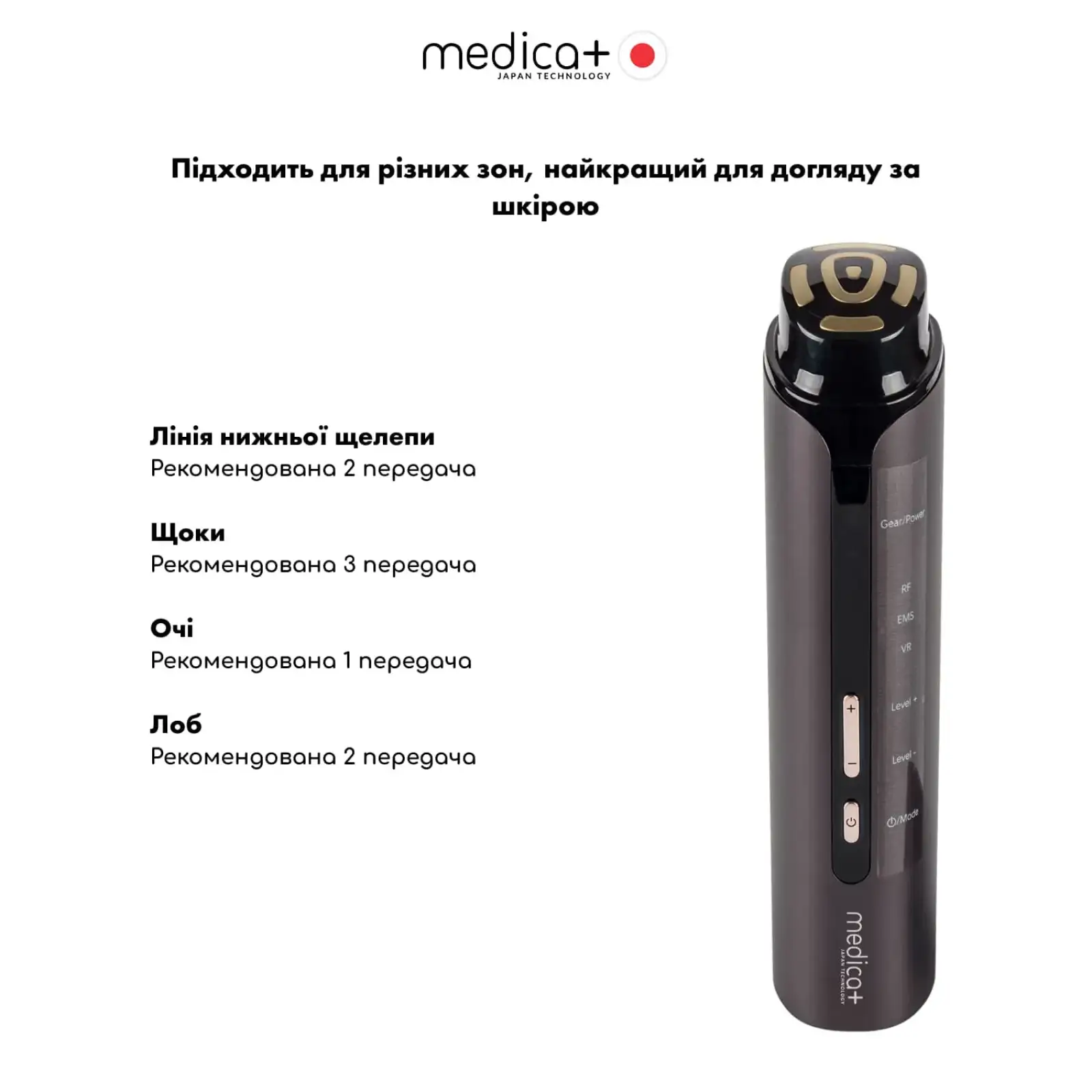 Масажер для обличчя MEDICA+ SkinLifting PRO 10x з мікрострумом, RF та функцією ліфтингу UA