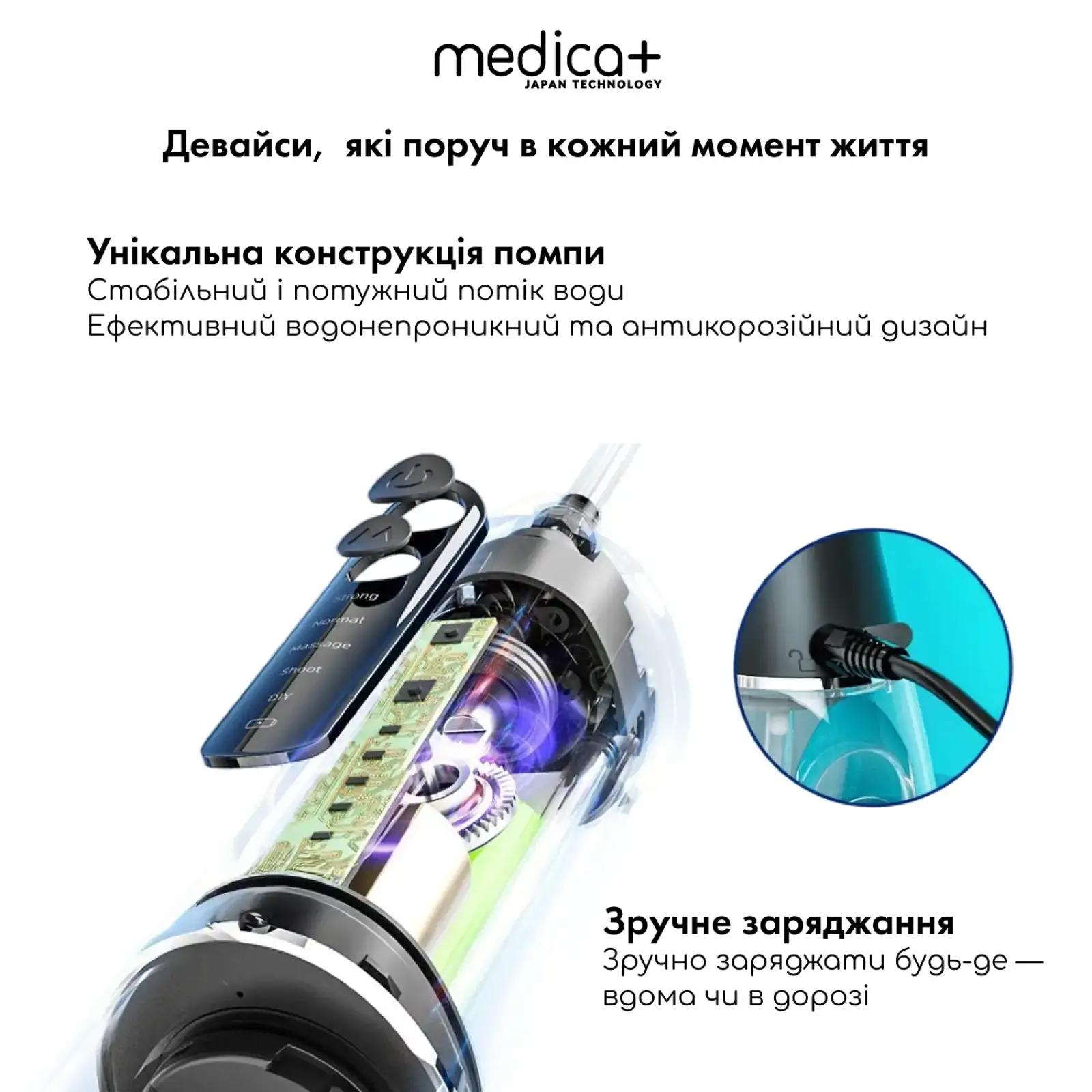Портативний іригатор MEDICA+ WaterPuls 8.0 Black UA