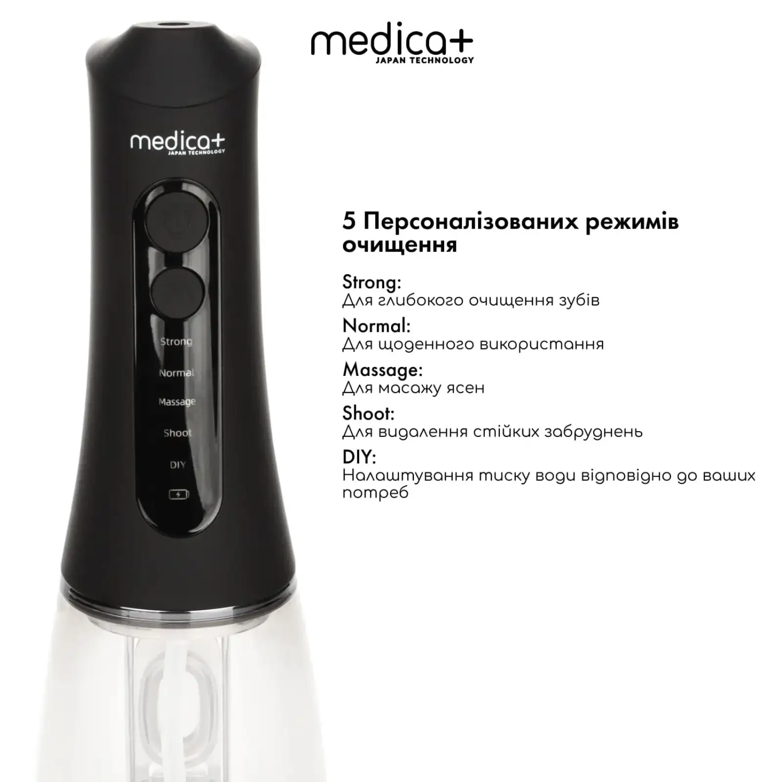 Портативний іригатор MEDICA+ WaterPuls 8.0 Black UA