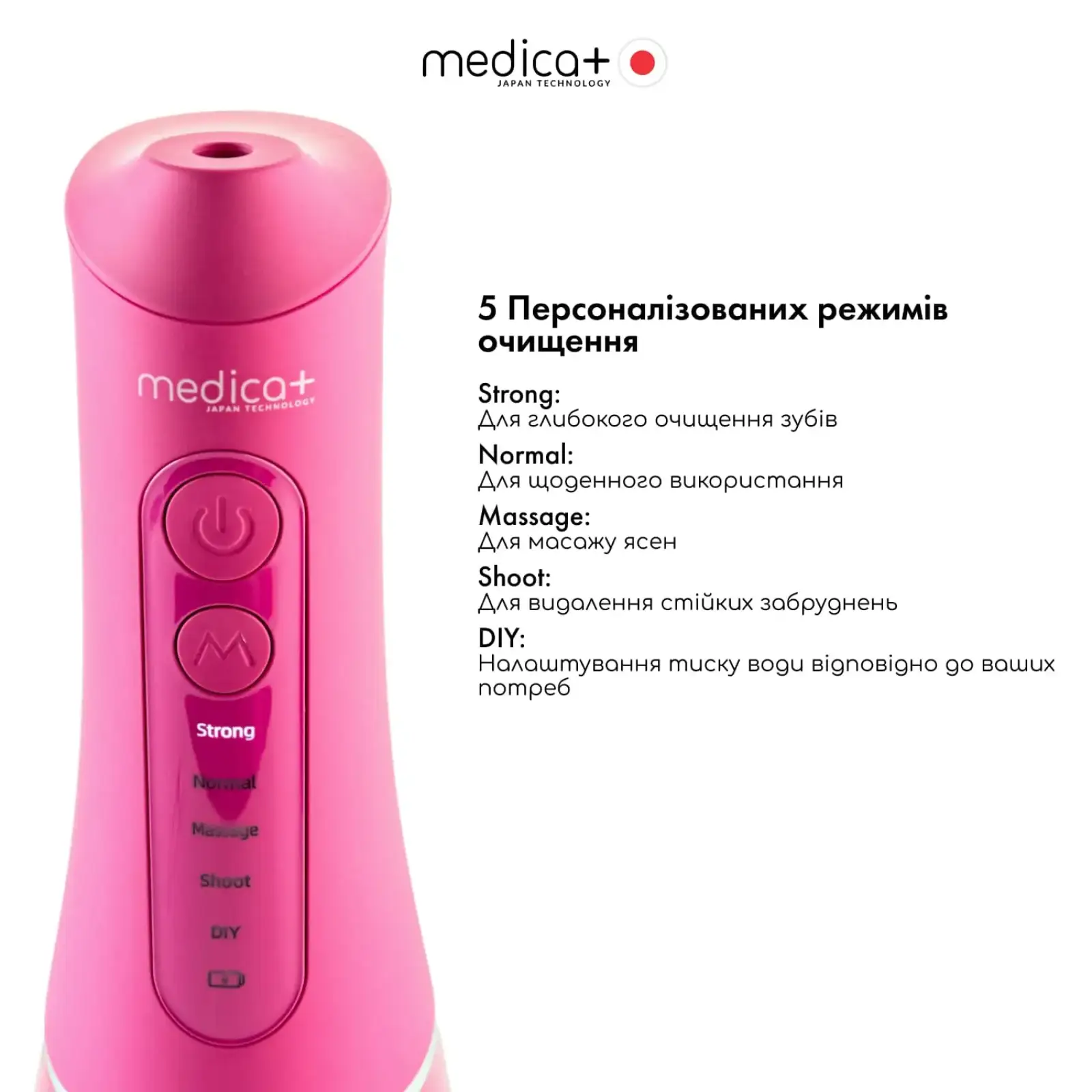 Портативний іригатор MEDICA+ WaterPuls 8.0 Fuchsia UA