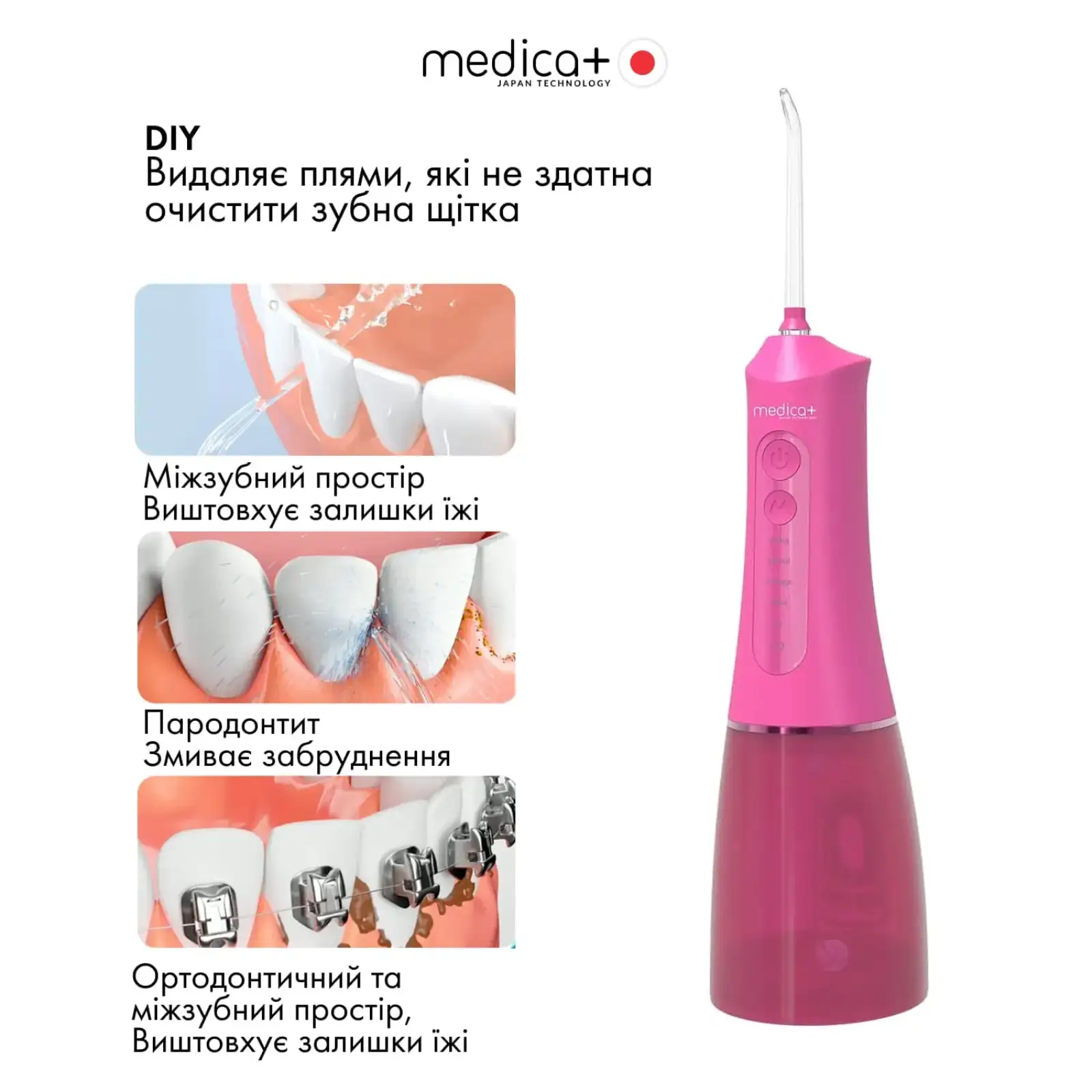 Портативний іригатор MEDICA+ WaterPuls 8.0 Fuchsia UA