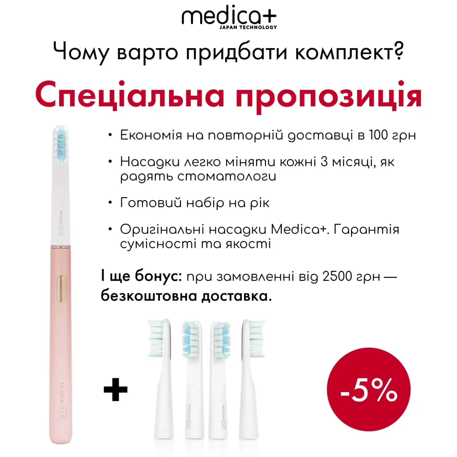 Зубна щітка MEDICA+ Lux 10ХN Aluminum Portable Rose Gold UA