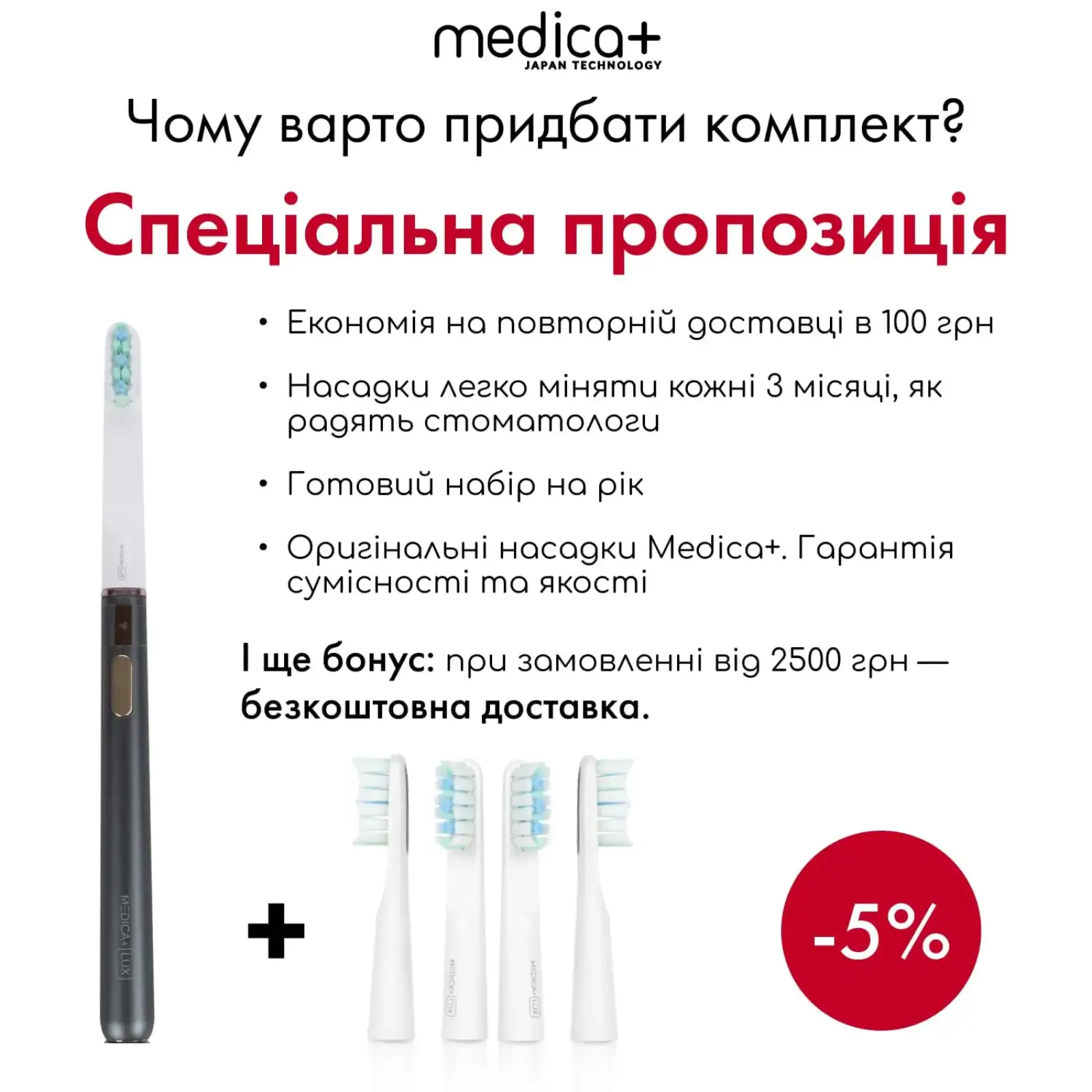 Зубна щітка MEDICA+ Lux 10ХN Aluminum Portable Grey UA