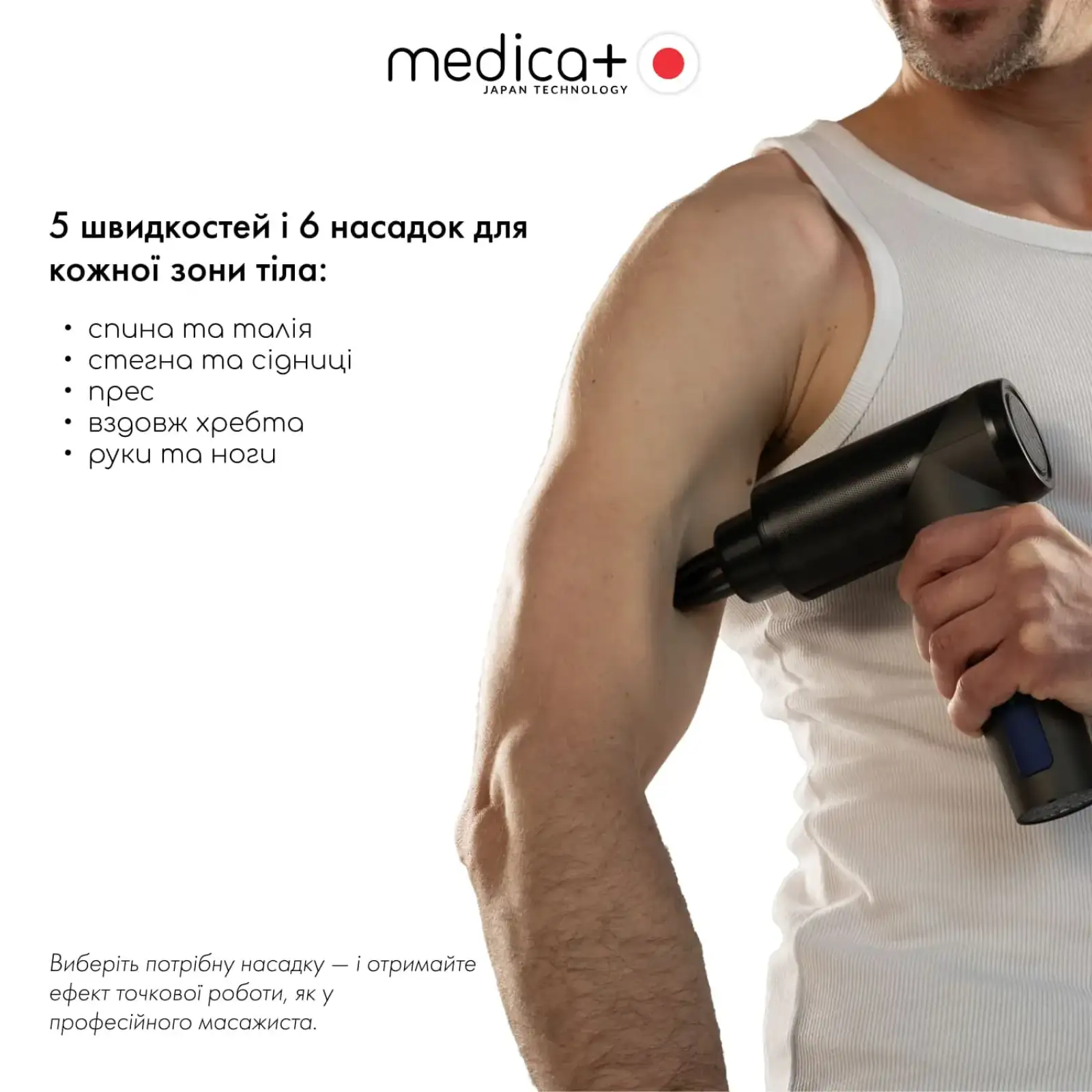Перкусійний ручний масажер для тіла і м'язів MEDICA+ MassHand Pro 5.0 UA