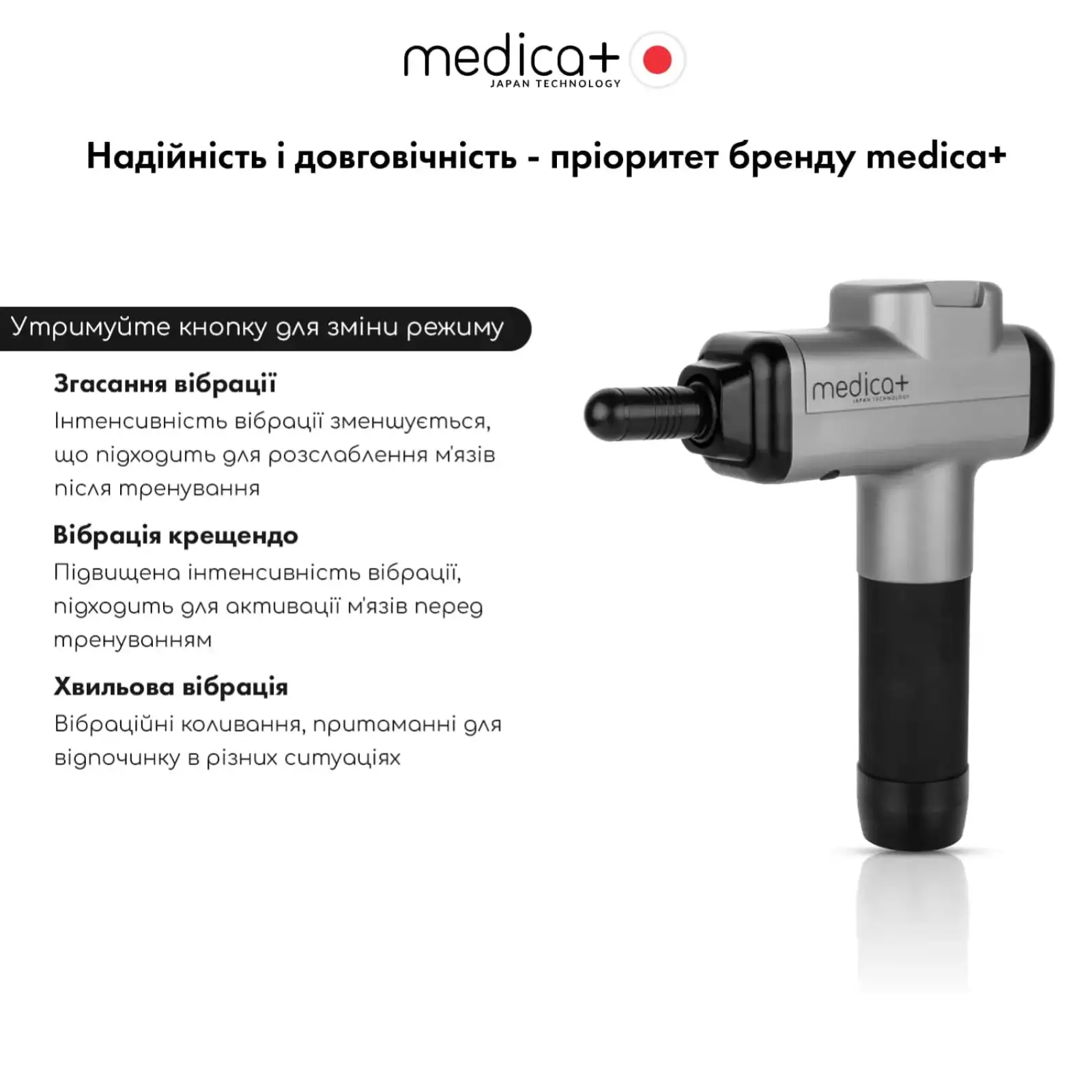 Перкусійний ручний масажер для тіла і м'язів MEDICA+ MassHand Pro 6.0 UA