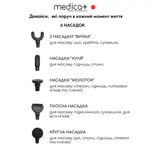 Перкусійний масажер для тіла і м'язів MEDICA+ MassHand Pro 4.0 White UA