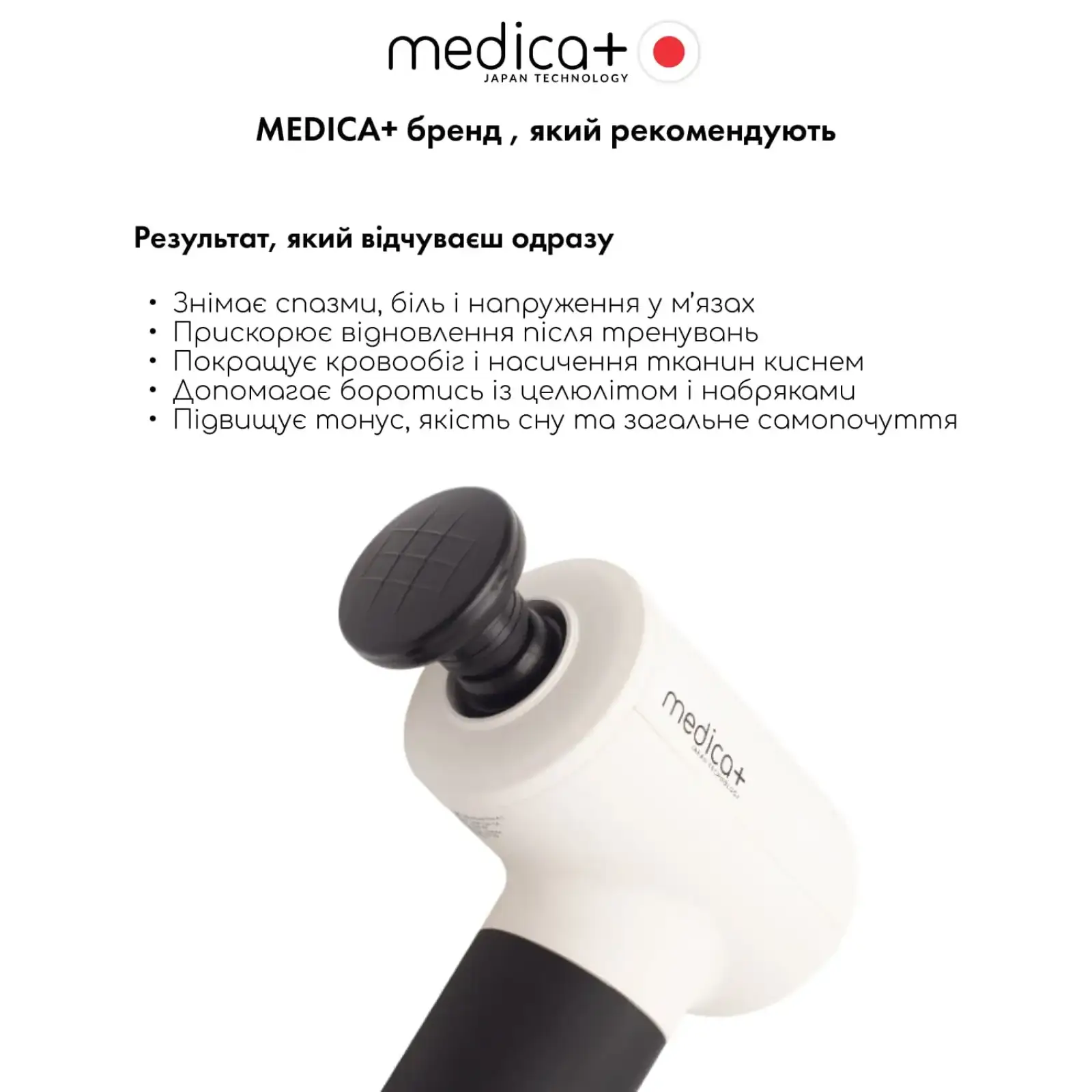 Перкусійний масажер для тіла і м'язів MEDICA+ MassHand Pro 4.0 White UA